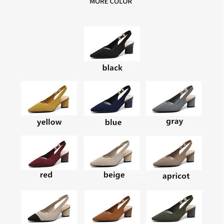 DIMANYU Women Dress Shoes Knitted Solid Color Toe Back Trip Fashion Sandals Women Pointed Toe Shallow Sidespace Women Sandals