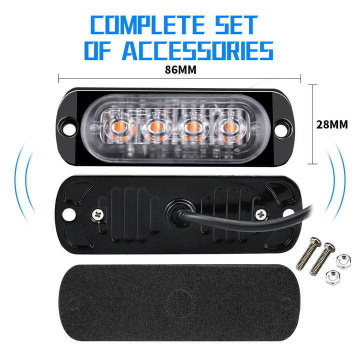 Stay Safe. Be Seen.
🚨 4x LED Amber Warning Lights – Ideal for cars, trucks, trailers & more.
💡 Super-bright 4LED design for max visibility.
🔧 Easy install | 12V–24V | Weatherproof & durable.
Perfect for roadside emergencies or professional use.