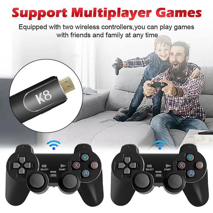 4K HD K8 Gamepad 64G Retro Video Game Console 40000+ Game 40+ Emulator Dual Wireless 2.4G Controller Retro Console Kids Gift Gam