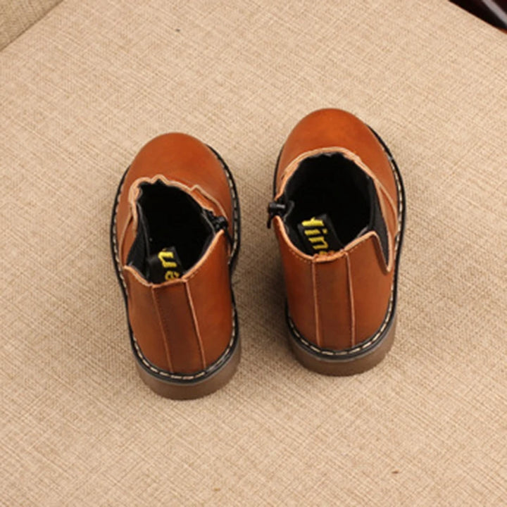 Retro Style Children Boots 2023 Autumn Winter Fashion Kids Solid Casual Cotton Shoes for Toddler Boys Girls Leather Boots