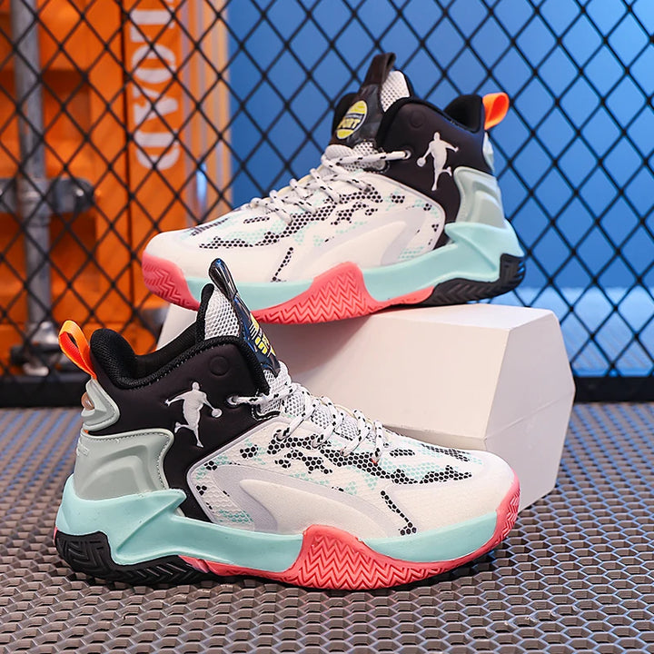 Basketball Shoes Big Kid Non Slip High-top Sport Training Sneakers Childrens Lightweight Outdoor Basketball Boots for Boy Yout
