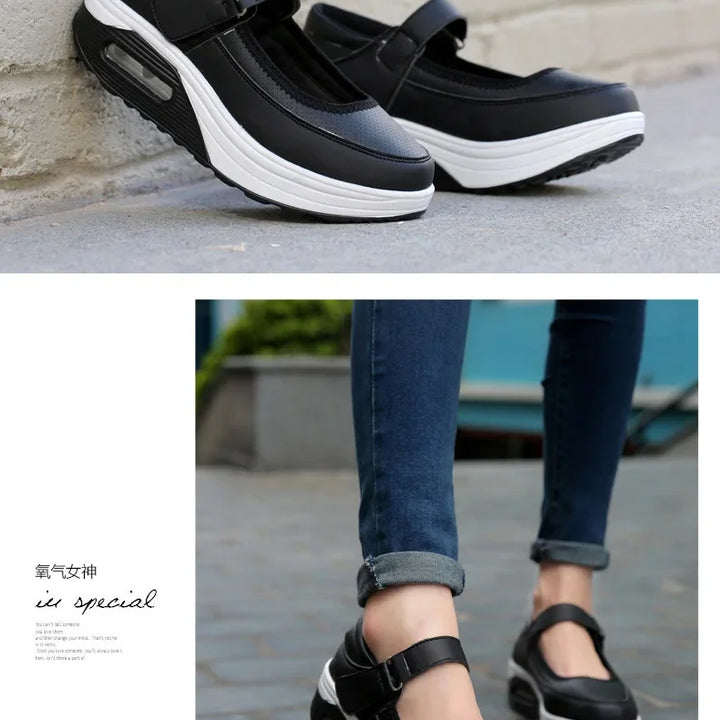 Women Fashion Vulcanized Sneakers Platform Solid Color Ladies Shoes Casual Breathable Wedges  Swing Shoes Ladies Walking Sneaker