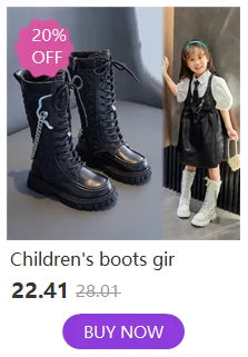 Children's Boots Fashion PU Solid Black Bow Girls Uniform 2025 Spring and Autumn New Kids Fashion Flying Knit School Socks Shoes