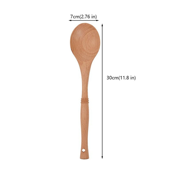 7pcs Wood Kitchen Utensils Set with Bamboo Joint Design Nature Wooden Spaghetti Spoons Wok Spatula for Cooking Accessories