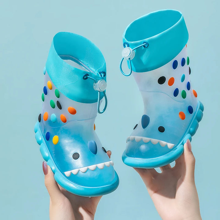 Anti-Slippery Rain Boots Kids Fashion Casual Waterproof Boys Girls Print Cartoon Children PVC Soft Soles Shoes 2025 Summer