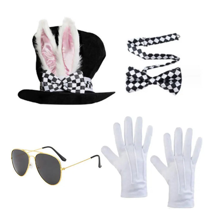 Halloween Easter White Rabbit Top Hat Alice Cosplay Bunny Bowler Men Women Magician Costume Accessory Suit Fairy Tale Tea Party