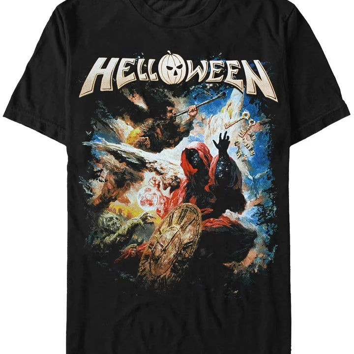 Halloween T-shirt Men's Summer Sweat-absorbing Breathable Top Cotton Motorcycle Short-sleeved Men's and Women's Clothing