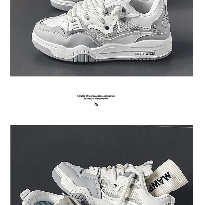 Men's Vulcanized Shoes Trendy Personalized Teenagers Casual Shoes Round Toe Lace-Up Plus Size Platform Shoes Men Shose For Sale