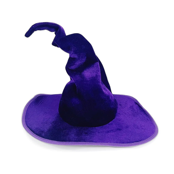 Halloween Witch Hat Velvet Witch Hat Women'S Soft Retro Black Twisted Pleated Witch Hat Halloween Role-Playing Party Props