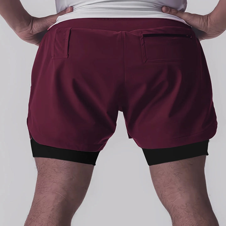 Sports shorts for men, double layered, quarter quick drying, elastic basketball, running training equipment, deep squat fitness,