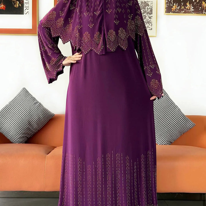 Two Piece Set Hijab Prayer Clothes Muslim Abaya Set Women Prayer Garment Dress Hijab Long Khimar Long Dress Sets Islamic Ramadan
