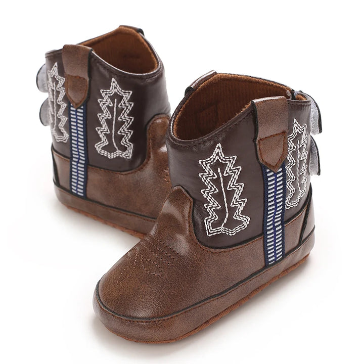 Children's ankle height boots - imitation leather upper and sole, fabric insole, street style solid color, suitable for all seas