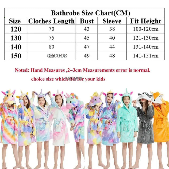 Children Bathrobe For Girls Kigurum Unicorn Pyjamas Kids Colar Fleece Boys Bathrobes Nightgown Baby Sleepwear Hooded Bath Robe
