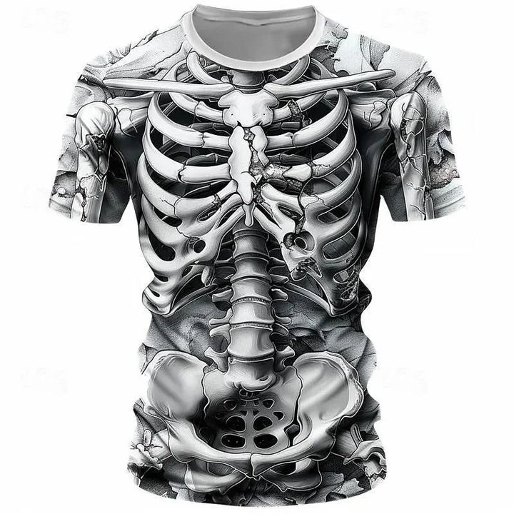 Halloween Skeleton Pattern T Shirt For Men Funny Skull 3D Printed T-Shirts Summer Oversized Short Sleeve Tees Round Neck Tops