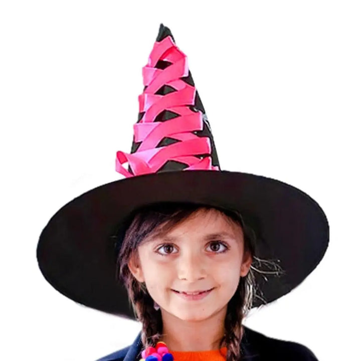 3D Halloween Witch Hat DIY Eye-catching Halloween Broom Ornaments Cartoon Witch Dress Up Ornaments Decor Accessories