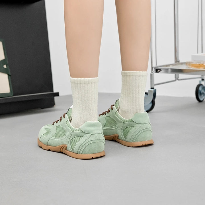 Women Sneakers Spring Summer Wear New Genuine Leather Retro Fashion Casual Flats Women Lace-up German Training Shoes Women