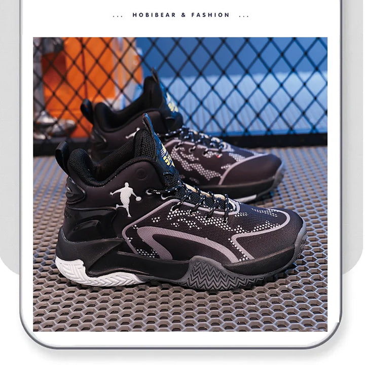 Childrens Basketball Shoes Big Kid Non Slip High-top Sport Training Sneakers Lightweight Outdoor Basketball Boots for Boy Yout