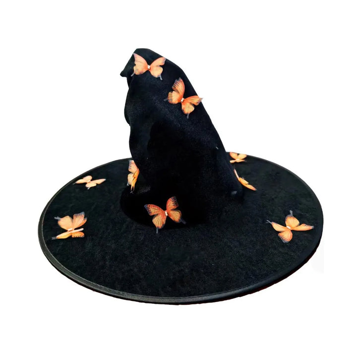 Colorful Halloween Witch Hat Velvet Party Props Butterfly Wizard Cap Cosplay Accessories Halloween Black Cap Children