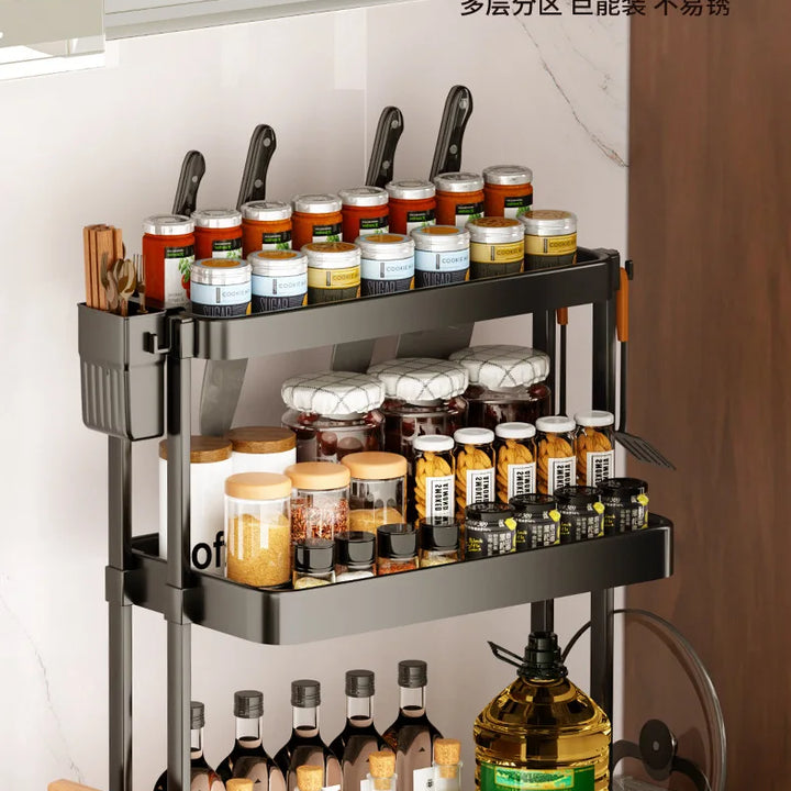 Kitchen Storage Rack, Multi-Purpose Spice Organizer, Countertop Utensil Holder for Knives, Chopsticks, Oil, Salt, Soy Sauce, Vin