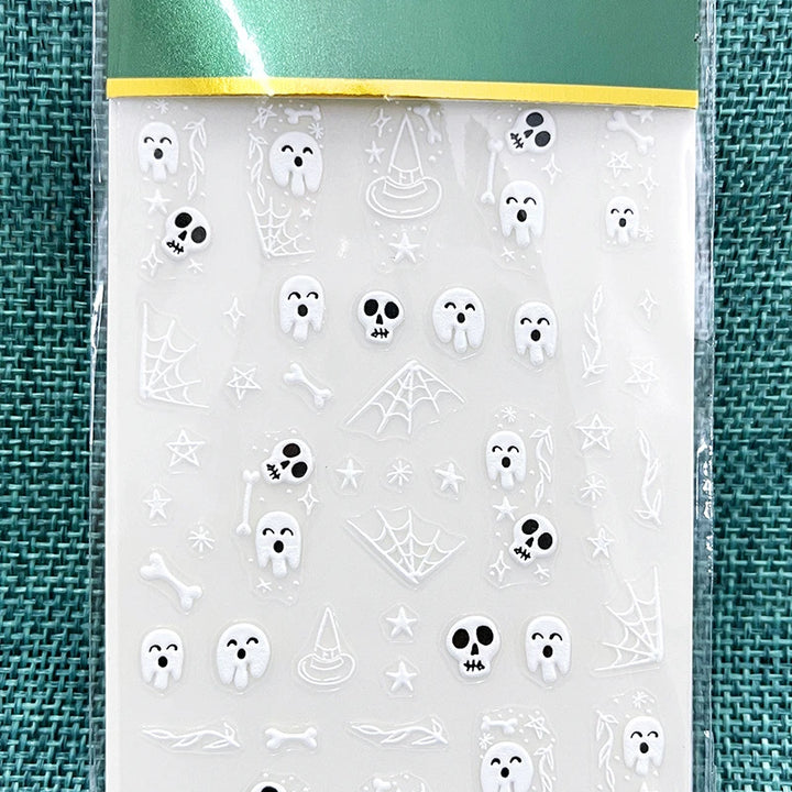 Halloween Nail Art Stickers Pumpkin Skull Cartoon Sticker For Women and Girls Press On Nails Decals Holloween Nail Art Supplies