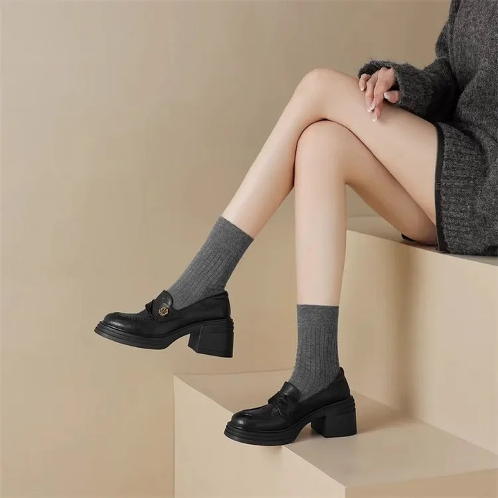 Women's Dress Shoes Fashion Retro Spring Autumn Women Mary Jane Shoes Causal Versatile Lolita Ladies High Heels Leather Shoes