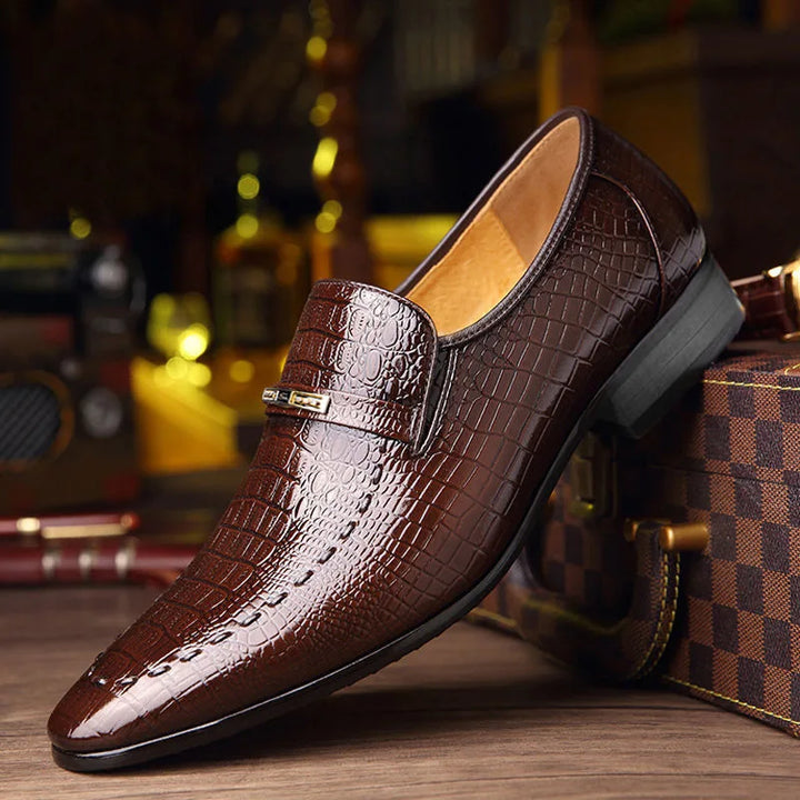 Mens PU Luxury Crocodile Pattern Men Business Dress Shoes Leather Casual Social Shoe Male Wedding Footwear Zapatos Hombre