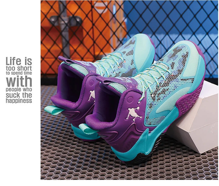 Basketball Shoes Big Kid Non Slip High-top Sport Training Sneakers Childrens Lightweight Outdoor Basketball Boots for Boy Yout