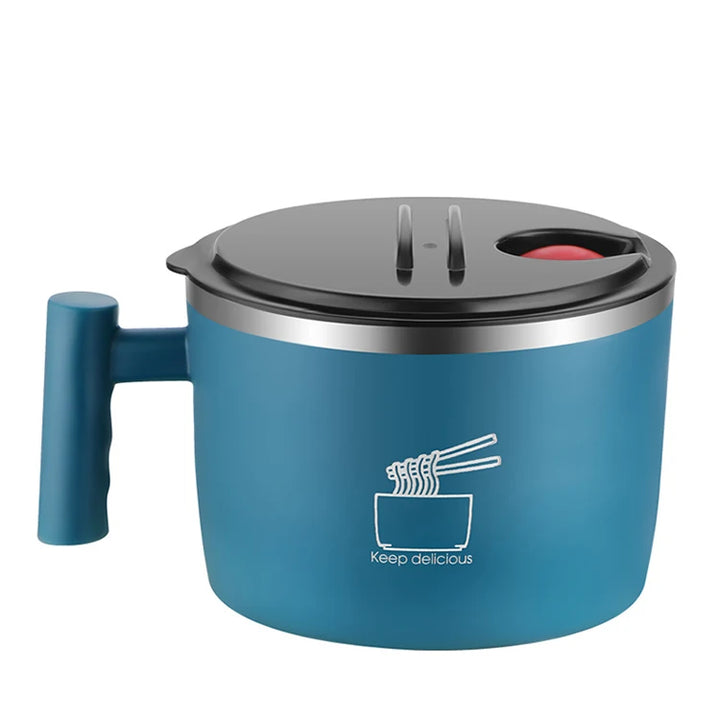 Stainless Steel Bowl With Lid For Instant Noodles Sealed And Portable Drain Bowl For Kitchen Utensils Instant Noodle Partner