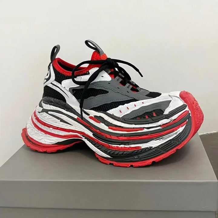 Fashion Designer Shoes Sneakers for Women and Men Mixed Colors Mesh Air Thick Sole Couple Chunky Sneakers Height-increasing