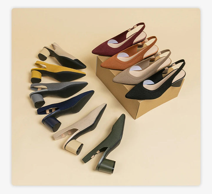 DIMANYU Women Dress Shoes Knitted Solid Color Toe Back Trip Fashion Sandals Women Pointed Toe Shallow Sidespace Women Sandals