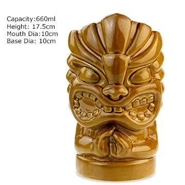 Tiki Mugs Ceramic Hawaiian Luau Party Mugs Drinkware, Cute Exotic Cocktail Glasses, Tiki Bar
