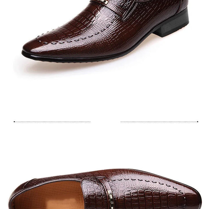 Mens PU Luxury Crocodile Pattern Men Business Dress Shoes Leather Casual Social Shoe Male Wedding Footwear Zapatos Hombre