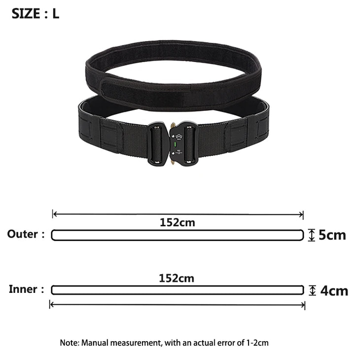 Tactical Quick Release Metal Buckle for Men, MOLLE Airsoft Men Belts, Military Tactical Belt, 2"