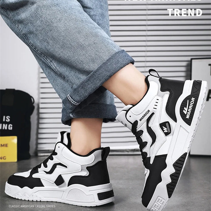 New Four Seasons Men's Sneakers Men's Comfortable Platform Shoes  Trend Lace-up Vulcanized Shoes White Casual Sneakers 5