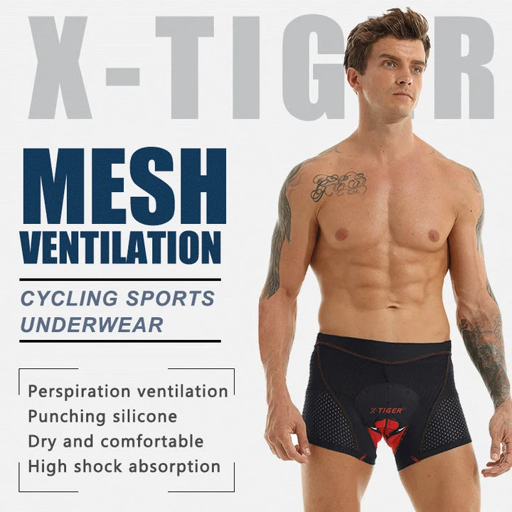 X-TIGER Cycling Shorts Breathable Mesh Cycling Underwear 5D Gel Pad Shockproof MTB Bike Shorts Men Shorts