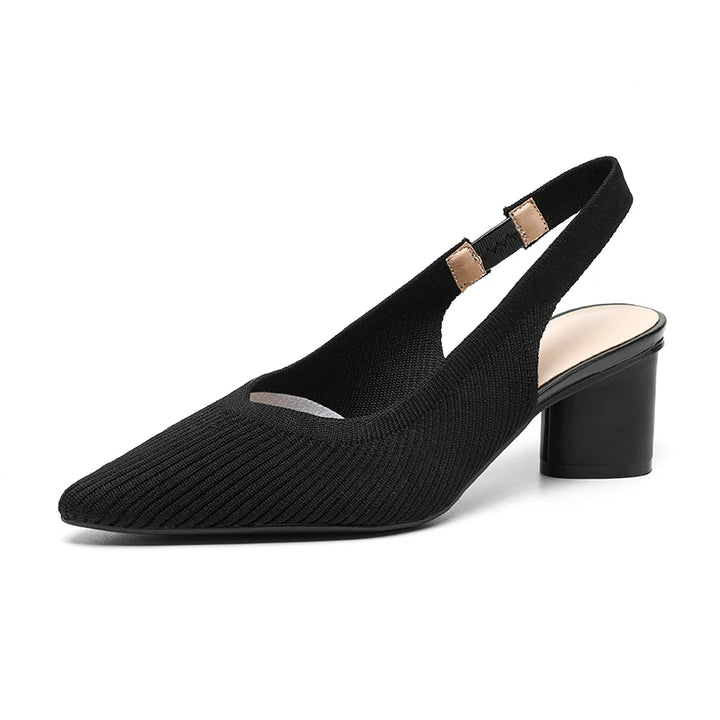 DIMANYU Women Dress Shoes Knitted Solid Color Toe Back Trip Fashion Sandals Women Pointed Toe Shallow Sidespace Women Sandals