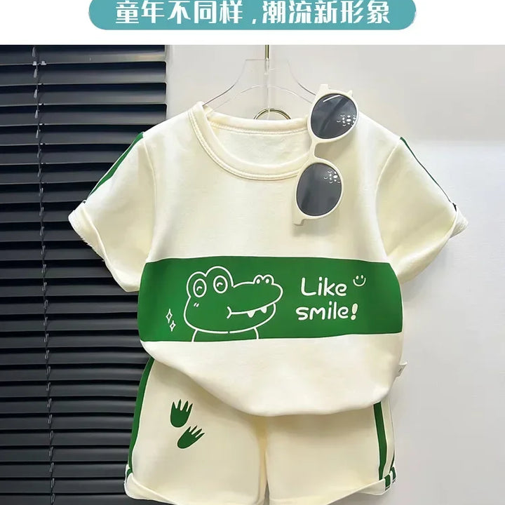 Kids Clothes Cotton Set Short Sleeve Suit Baby Girls Boys Set Summer Tops +short Children's Wear 2024 New