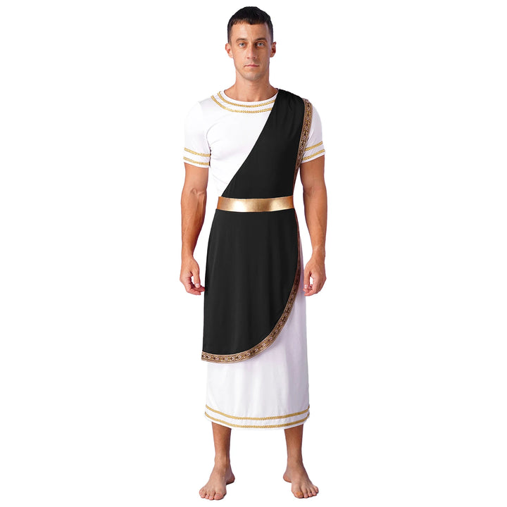 Halloween Men Ancient Greek Roman Toga Adults Retro Gold Cosplay Costume Long Robe Carnival Theme Party Fancy Dress Outfits