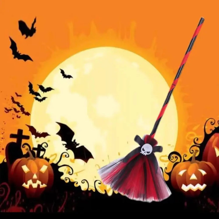 3D Halloween Witch Hat DIY Eye-catching Halloween Broom Ornaments Cartoon Witch Dress Up Ornaments Decor Accessories