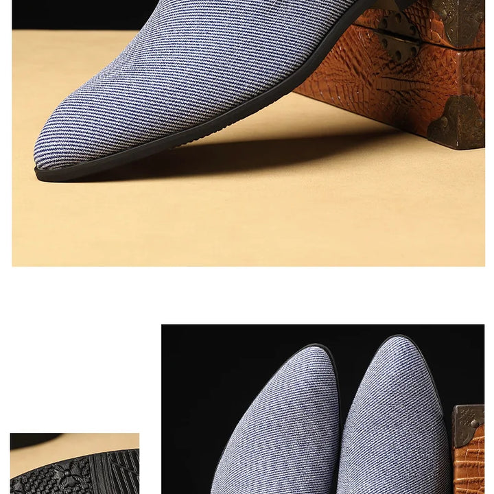 Dress Shoes Men Business Pointed Toe Canvas Dress Shoes Men gray Lace Up Oxfords Formal Man Shoes Casual Driving Shoes Loafers