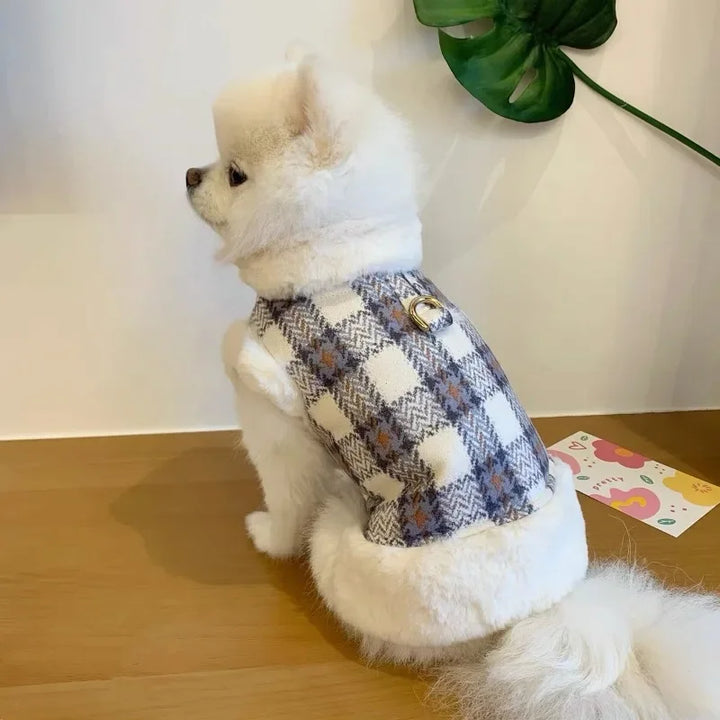 Fur Collar Dogs Coat Winter Warm Dog Jacket Pet Clothes for Small Medium Dogs Traction Dog Jacket Coat Teddy Bichon Pet Clothes