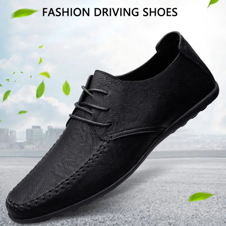 Leather Men Shoes Fashion Formal Men Shoes Moccasins Italian Breathable Male Driving Shoes Black Plus Size 38-47