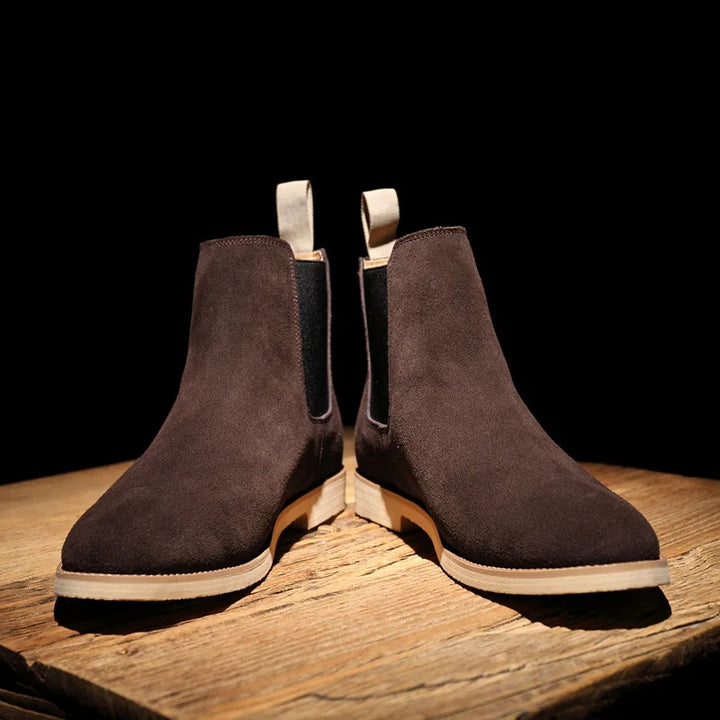 Man Retro Suede Genuine Leather Chelsea Boots Men Fashion Short Ankle Boot Casual British Style High-Top Shoes