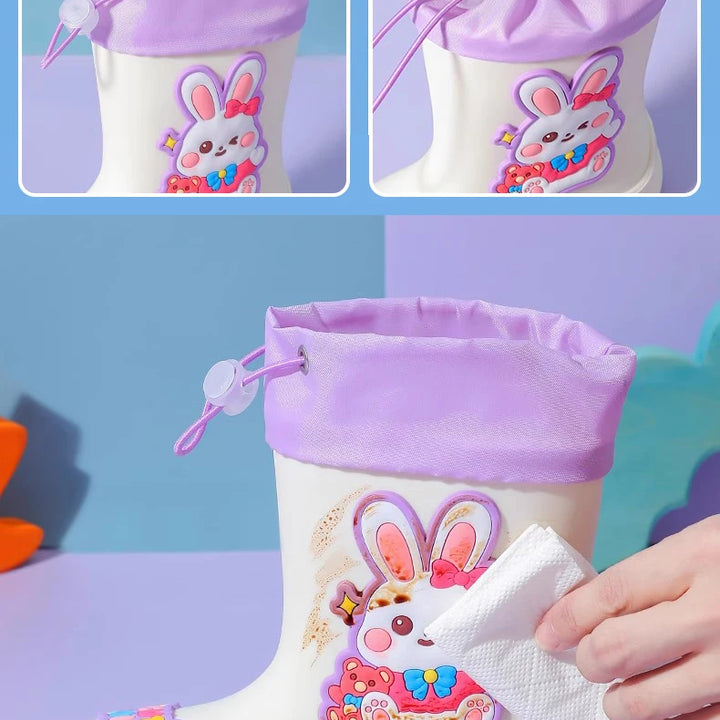 Kids' Mid-Calf Rain Boots Non-slip Durable With A Drawstring To Prevent Water Ingress High-Quality Rubber Waterproof Shoes