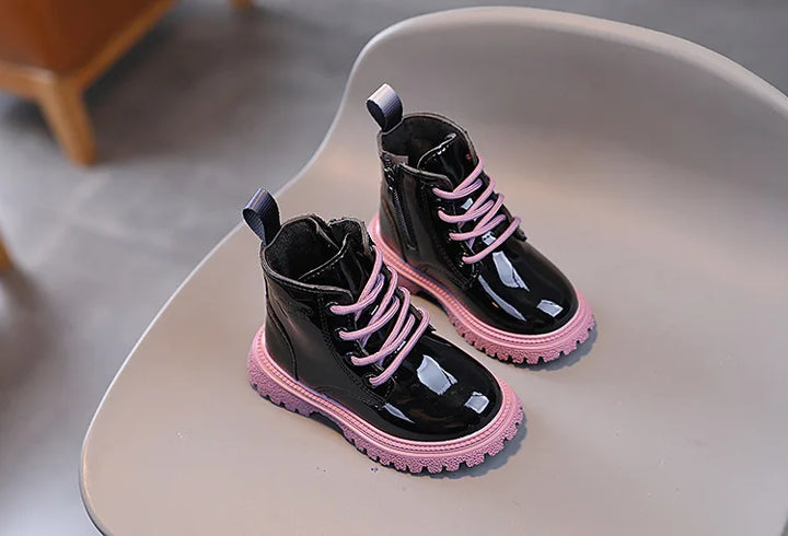 Children Boots Patent leather Casual Sneakers Baby Kids Shoes Waterproof British Ankle Short Boots Boys Shoes Toddler Snow Boots