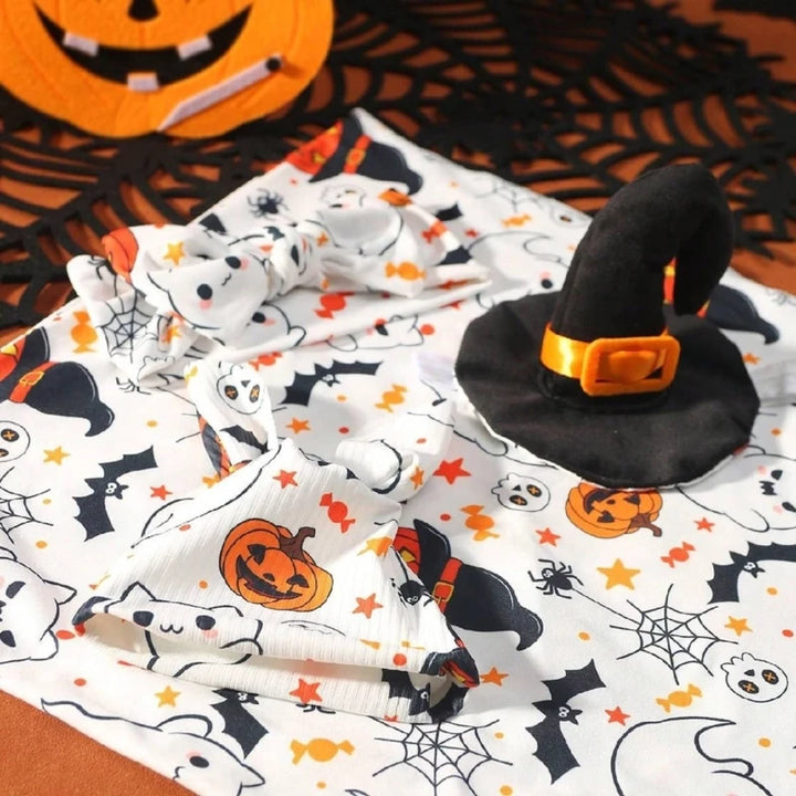 Baby Photography Props Halloween Themed Outfit Pumpkin Printed Costume for Baby