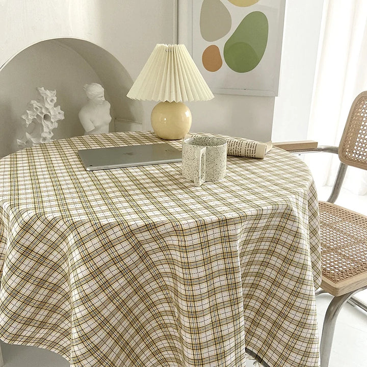 Dustproof Plaid Table Cloth Korean Tablecloth Simple Dining Desk Cover Rectangle Photo Background Cloth Living Room Decor 식탁보