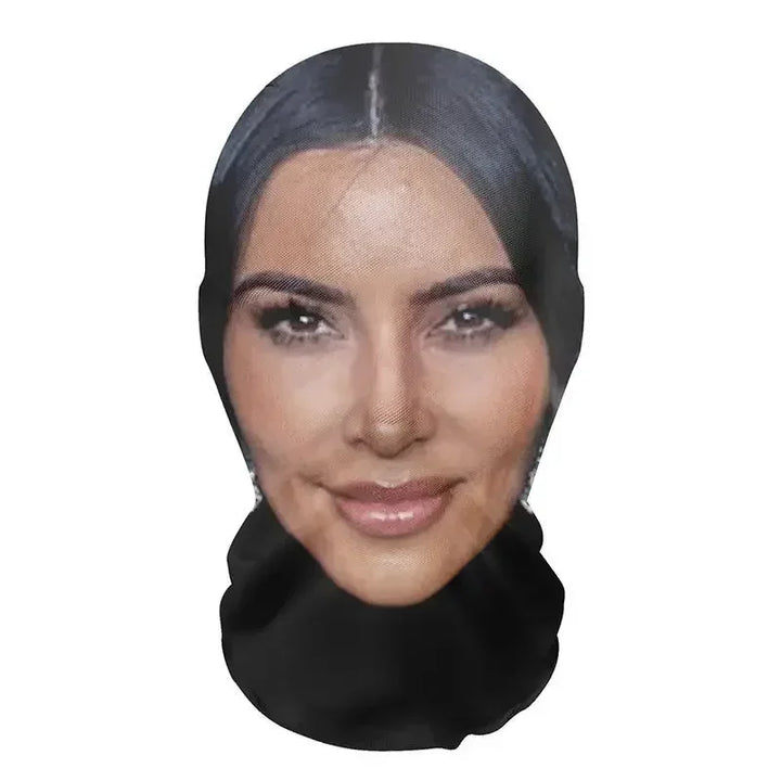 Cosplay Headwear Hip Hop Fashion Hood Hat Headgear New 3D Printed Kanye Mask Elastic Mesh Halloween Decor Full Face Mask Unisex