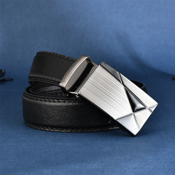 Men Belts Automatic Buckle Belt PU Leather High Quality For Men Leather Strap Casual For Jeans