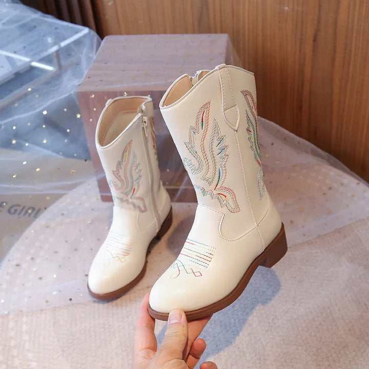 Girls Boots Toddler Snow Gear Mid Calf Glitter Western Cowboy Boot 2025 Autumn Big Kid Riding Girls Botas Size 27-36 Kids Shoes